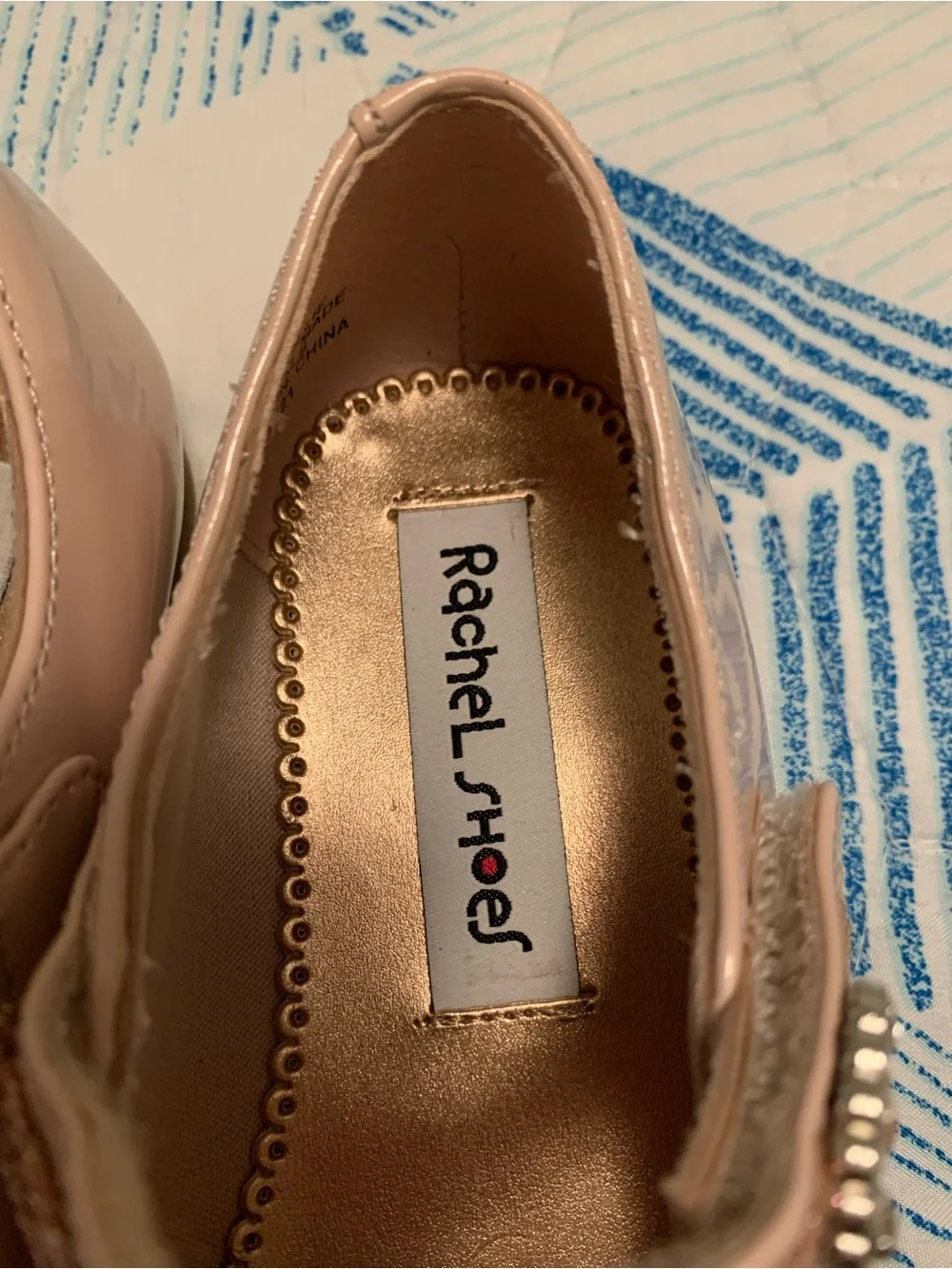 Rachel Pink Patent Mary Jane with Glitter Jewel Strap